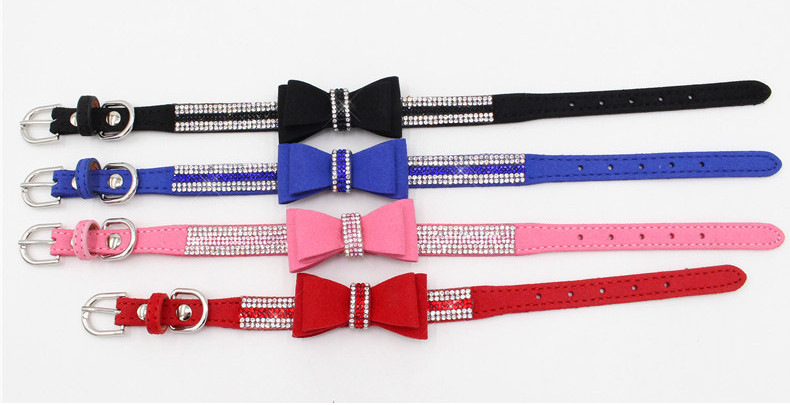 Bow Rhinestone Collar Pet Dog Collar Large, Medium and Small Dog Leash Berry Pet Supplies Amazon Hot