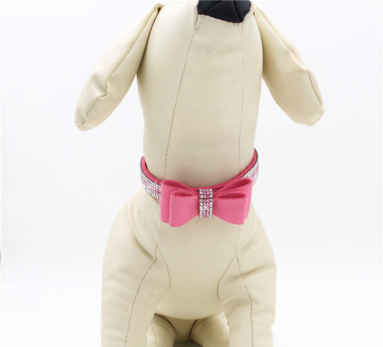 Bow Rhinestone Collar Pet Dog Collar Large, Medium and Small Dog Leash Berry Pet Supplies Amazon Hot