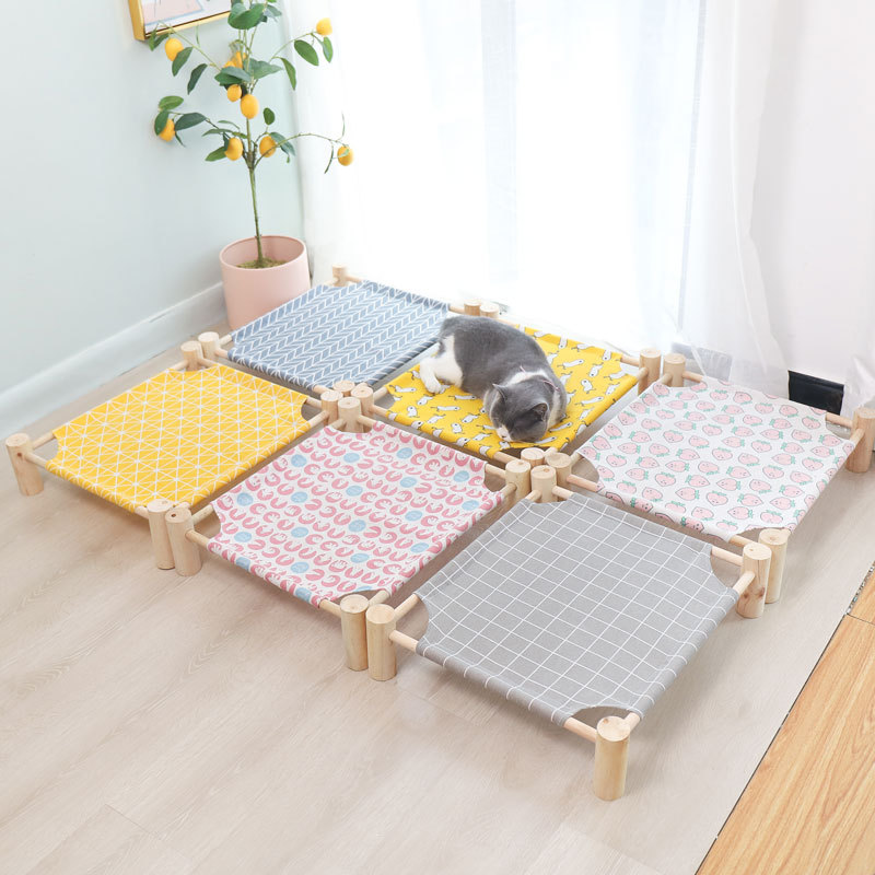 Pet Camp Bed Kennel Summer Small Dog Wooden Four Seasons Available Cat Pad Yi Removable Washable Cat Nest Cat Supplies