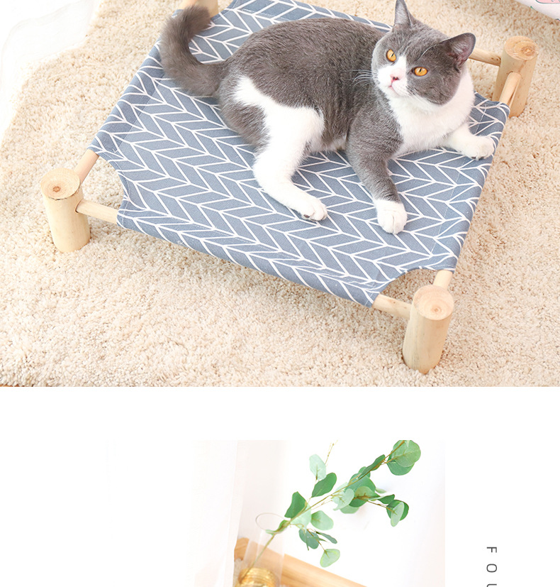 Pet Camp Bed Kennel Summer Small Dog Wooden Four Seasons Available Cat Pad Yi Removable Washable Cat Nest Cat Supplies
