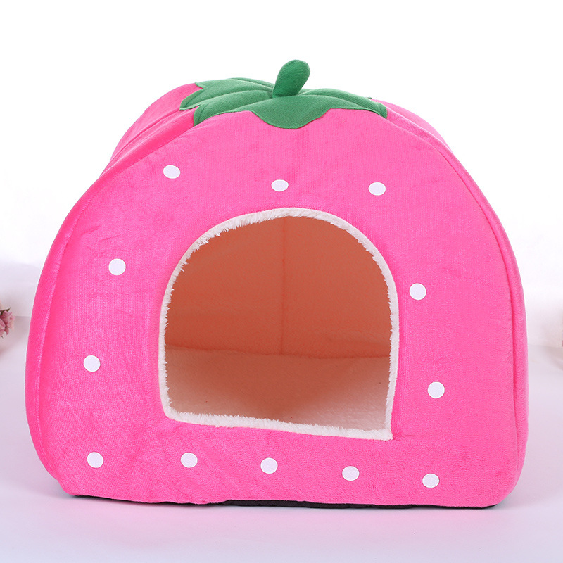 Creative pet supplies kennel strawberry kennel pet kennel can be dismantled and washed kennel mat manufacturers wholesale customized