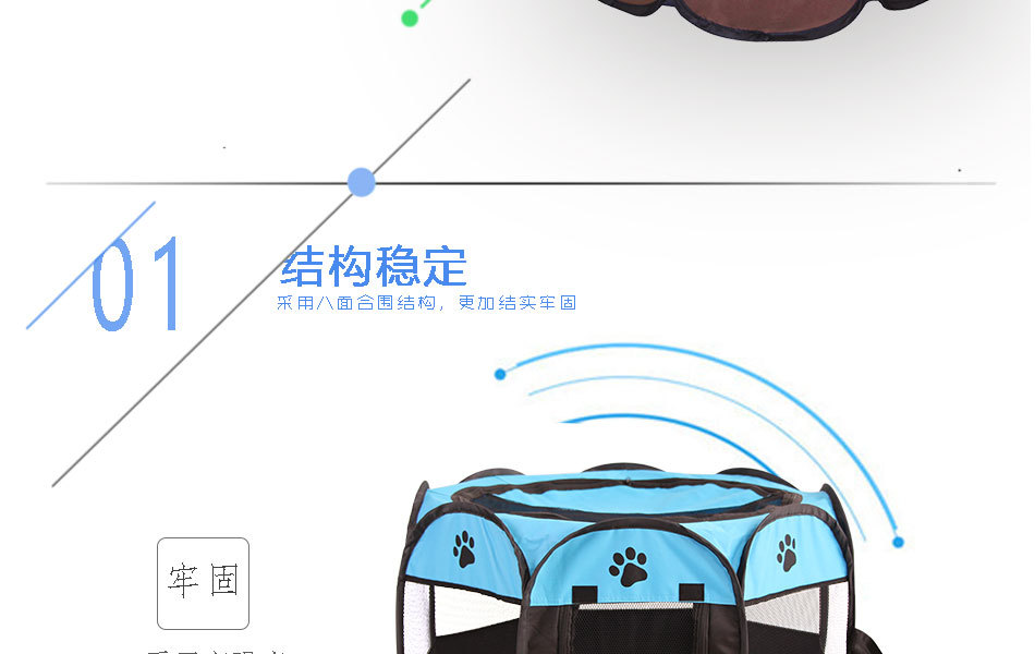 Folding Octagonal Pet Fence Oxford Cloth Waterproof ScratchResistant Cat Kennel Pet Supplies Delivery Room Tent