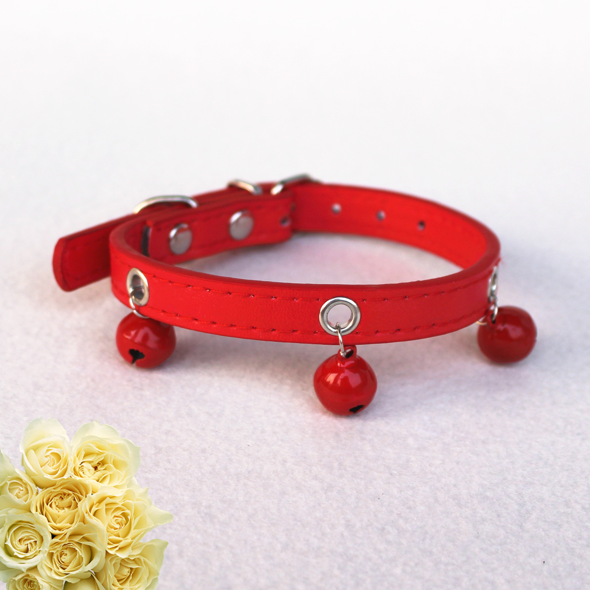 Pet Bell Collar PU Leather Paint Bell Fashion Candy Color Bite-Proof Protector Dogs and Cats Hand Holding Rope Pet Bell Collar PU Leather Paint Bell Fashion Candy Color Bite-Proof Protector Dogs and Cats Hand Holding Rope