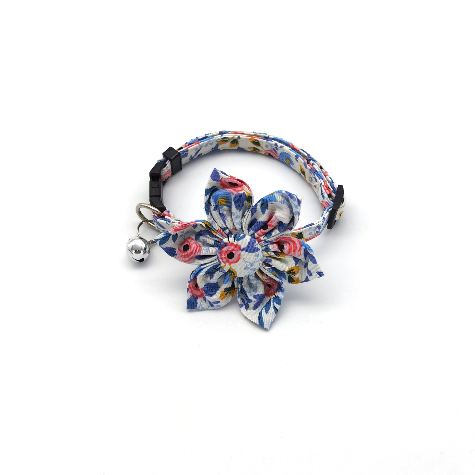 2021 New Floral Pet Plaid Collar Pet Bell Collar Cotton Bow Collar Cute Cat Collar