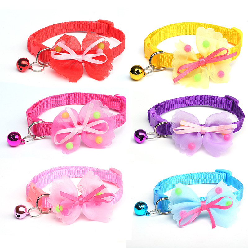 Bow Collar Cross-Border Pet Bell Kitty Puppy Dog Collar Cat Collar Pet Decorations Wholesale