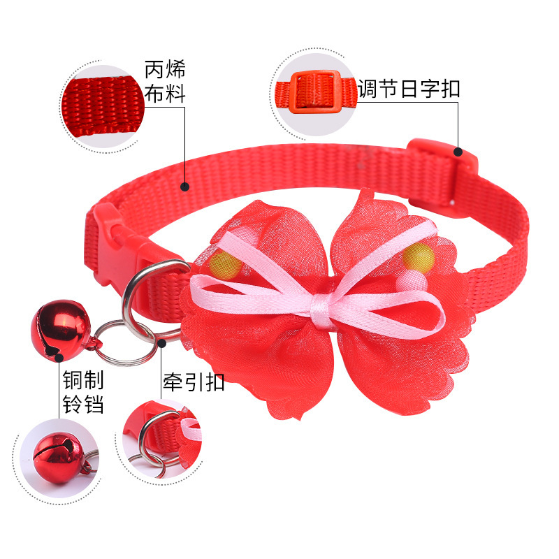 Bow Collar Cross-Border Pet Bell Kitty Puppy Dog Collar Cat Collar Pet Decorations Wholesale Bow Collar Cross-Border Pet Bell Kitty Puppy Dog Collar Cat Collar Pet Decorations Wholesale