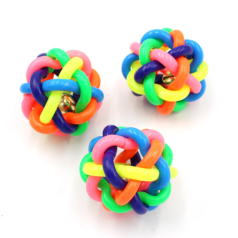 Pet Toy Colorful Woven Bell Toy Ball Pet Bell Ball Medium 7. 5cm Sound Dog Toy Ball Toy Ball