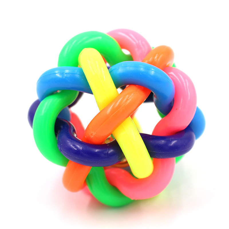 Pet Toy Colorful Woven Bell Toy Ball Pet Bell Ball Medium 7. 5cm Sound Dog Toy Ball Toy Ball