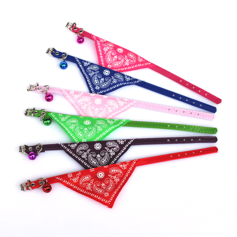 Pet Bell Triangular Binder Cat Pu Collar Dog Saliva Towel Scarf for Small Dogs Pet Decorations