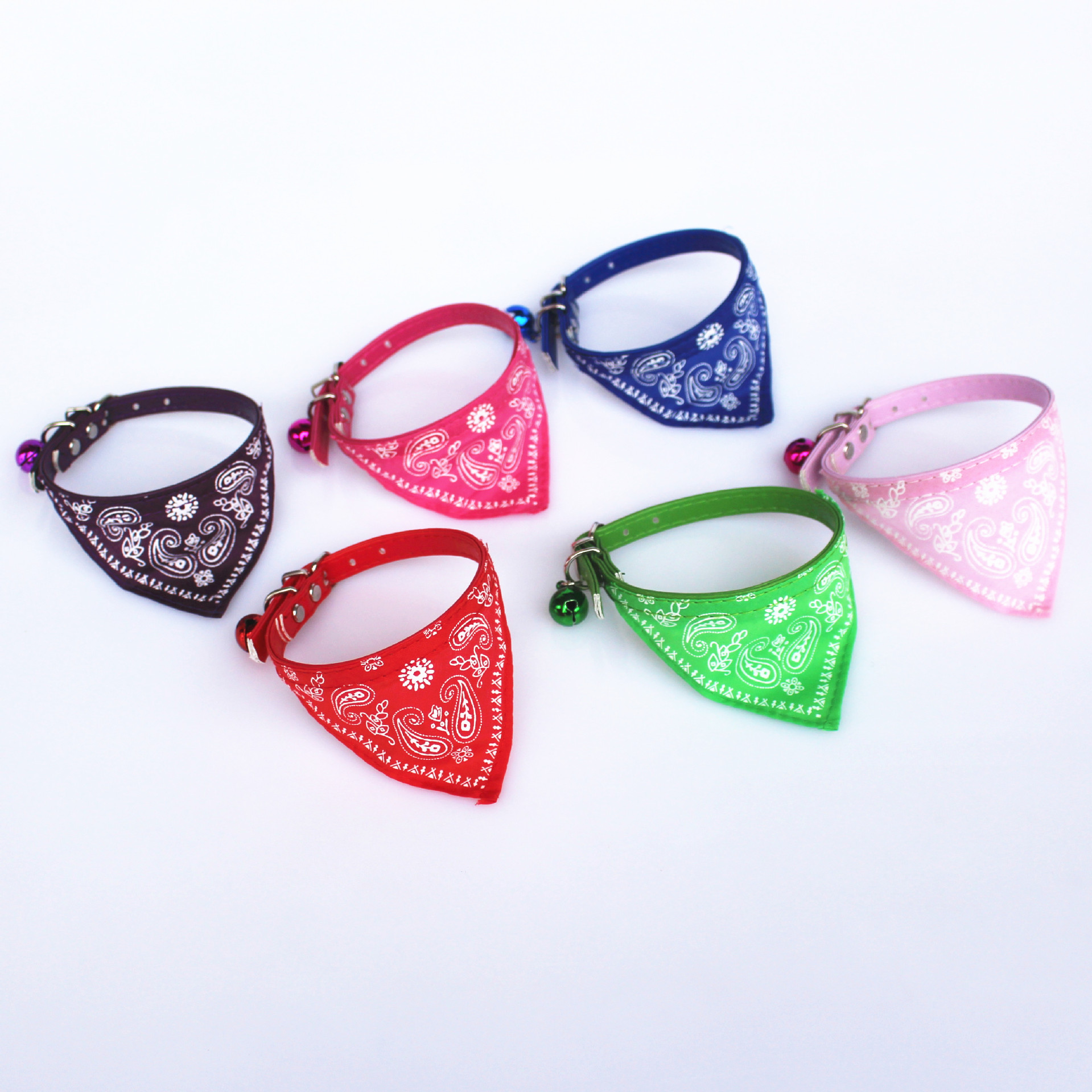 Pet Bell Triangular Binder Cat Pu Collar Dog Saliva Towel Scarf for Small Dogs Pet Decorations
