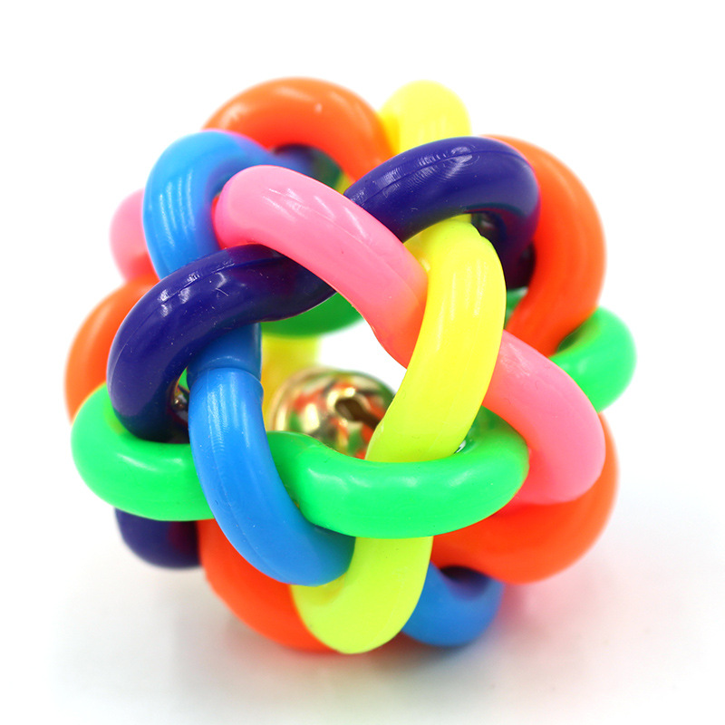 Pet Toy Colorful Woven Bell Toy Ball Pet Bell Ball Large 9.5cm Sound Dog Toy Ball Toy Ball