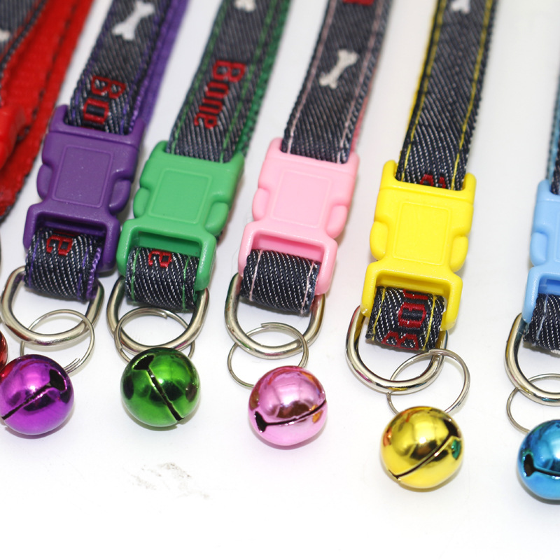 Pet Denim Collar Pet Bell Collar Cat Collar Dog Collar Patch Collar Ornament