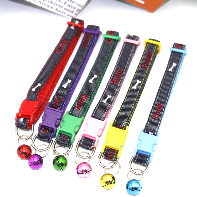 Pet Denim Collar Pet Bell Collar Cat Collar Dog Collar Patch Collar Ornament