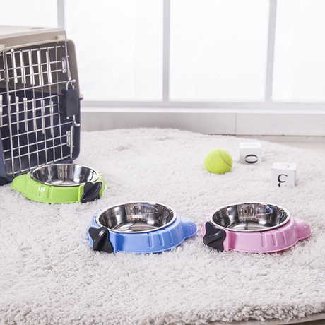 Pet supplies new cartoon cat head hanging cage bowl Pet bowl dog basin hanging dog bowl cat bowl