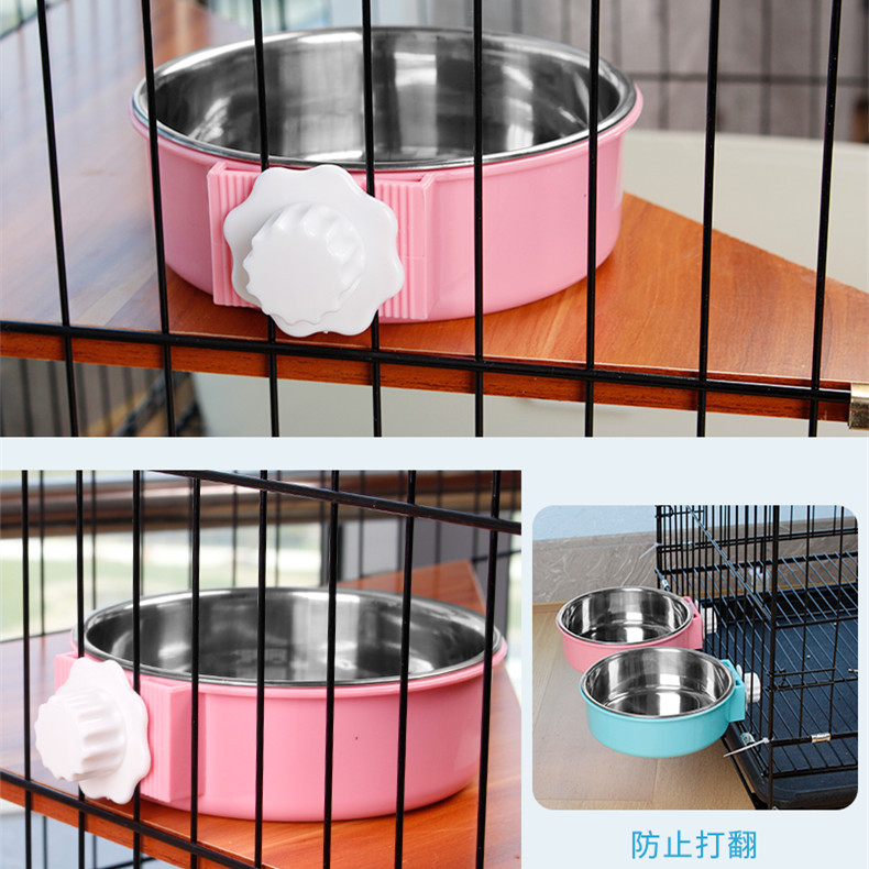 Dog Cage Fixed Hanging Pet Bowl Dog/Cat Bowl Removable Anti-Tumble Stainless Steel Dog Bowl Cat Basin E-Commerce Hot Sale