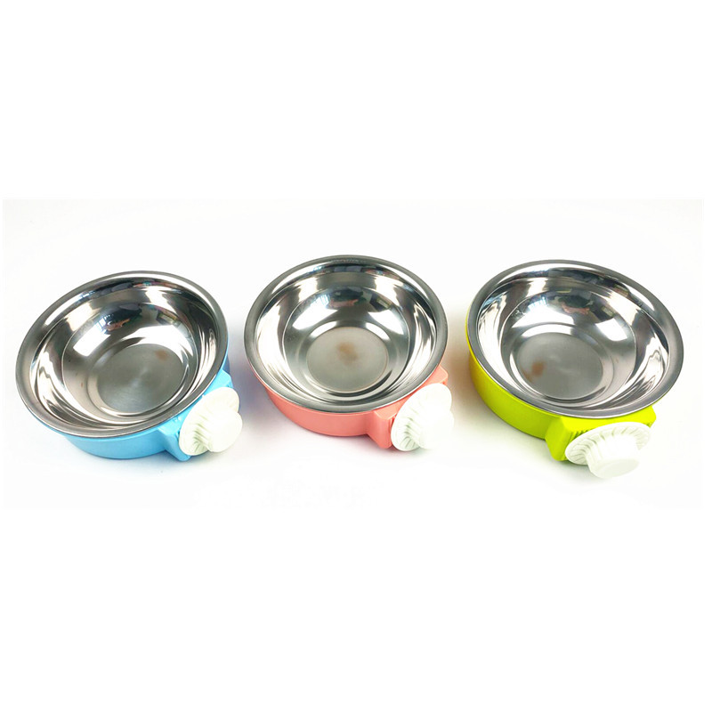 Dog Cage Fixed Hanging Pet Bowl Dog/Cat Bowl Removable Anti-Tumble Stainless Steel Dog Bowl Cat Basin E-Commerce Hot Sale
