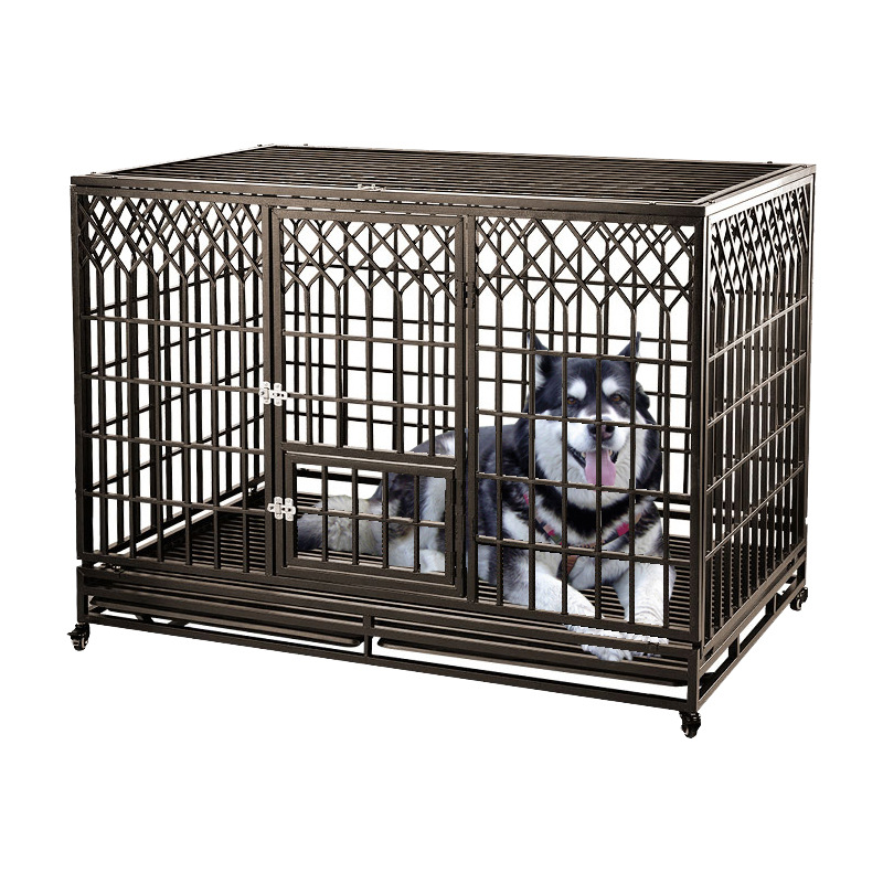 Explosion-Proof Dog Crate Medium Large Dog Galvanized Square Tube Dog Cage with Toilet Indoor Golden Retriever Kennel Iron Cage Pet Supplies
