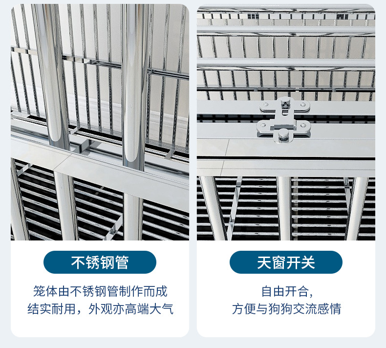 Dog Crate Large Dog Stainless Steel Dog Cage Folding Small Dog Square Kennel with Toilet Indoor Pet Cage Generation Hair Dog Crate Large Dog Stainless Steel Dog Cage Folding Small Dog Square Kennel with Toilet Indoor Pet Cage Generation Hair