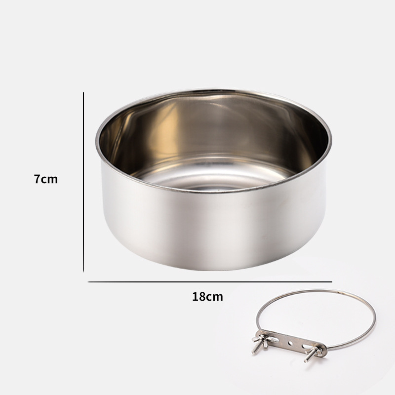 Factory Hot Sale Pet Bowl Pet Supplies Stainless Steel Dog Bowl Dog Cage Hanging Fixed Dog Basin Customized Wholesale