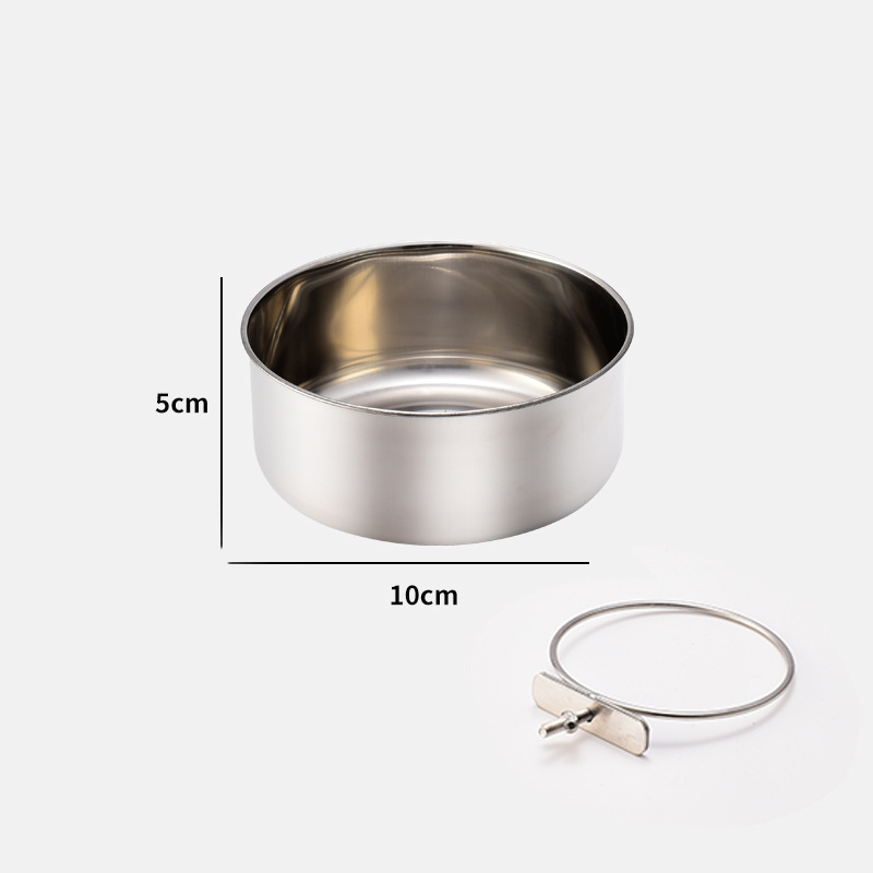 Factory Hot Sale Pet Bowl Pet Supplies Stainless Steel Dog Bowl Dog Cage Hanging Fixed Dog Basin Customized Wholesale