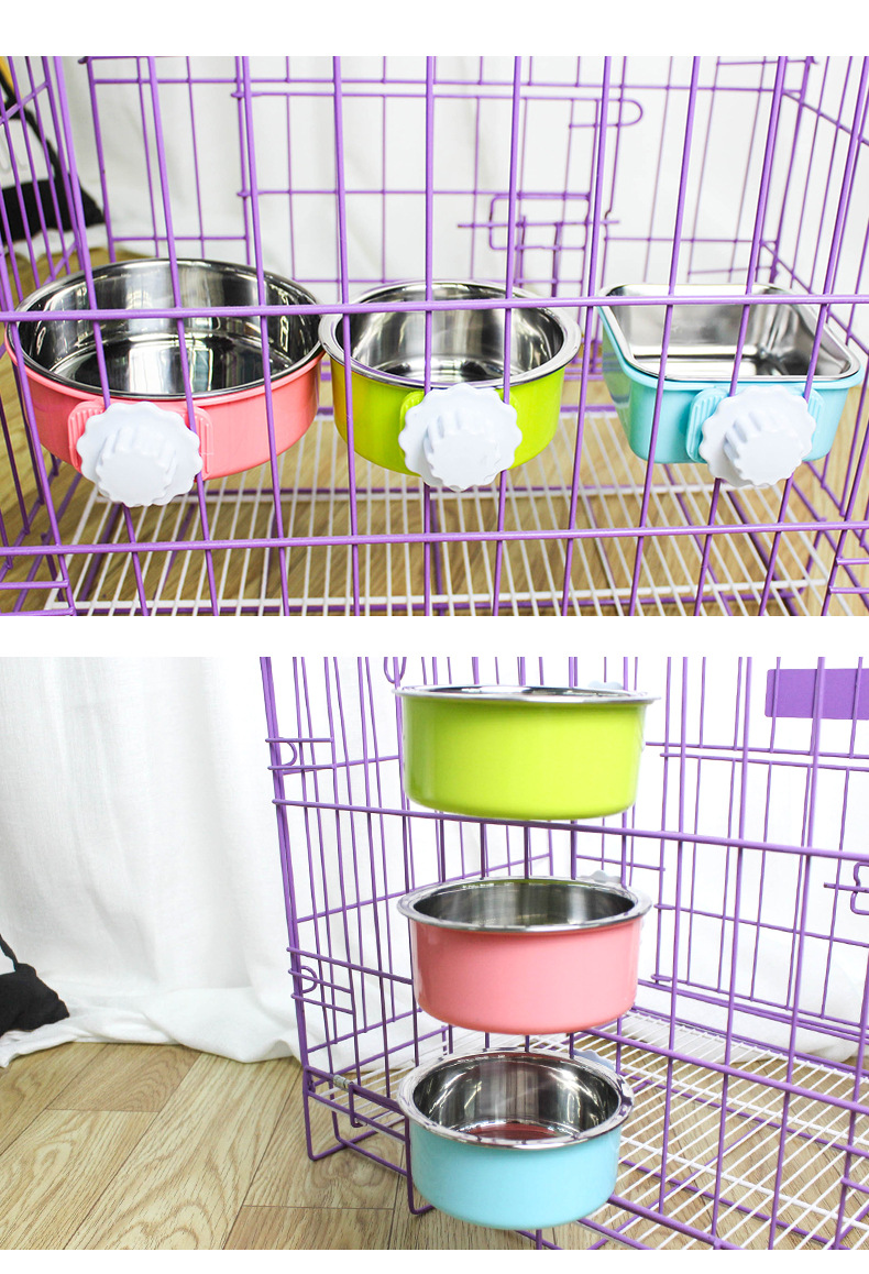 Pet Bowl Feeder Cat Bowl Pet Stainless Steel Dog Bowl Dog Cage Hanging Fixed Dog Bowl Wholesale Pet Bowl Feeder Cat Bowl Pet Stainless Steel Dog Bowl Dog Cage Hanging Fixed Dog Bowl Wholesale