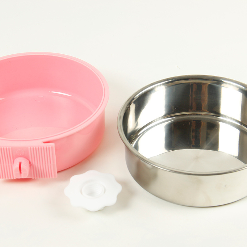 Pet Bowl Pet Hanging Single Bowl Dog Basin Dog Feeder Cat Bowl Stainless Steel Hanging Cage Dog Bowl Thickened Fixed Cat