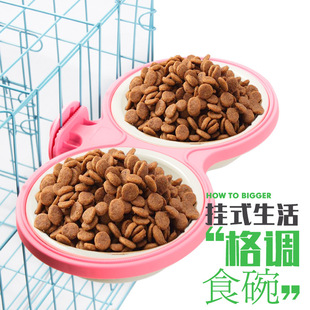 Pet Bowl Pet Hanging Single Bowl Dog Basin Dog Feeder Cat Bowl Stainless Steel Hanging Cage Dog Bowl Thickened Fixed Cat