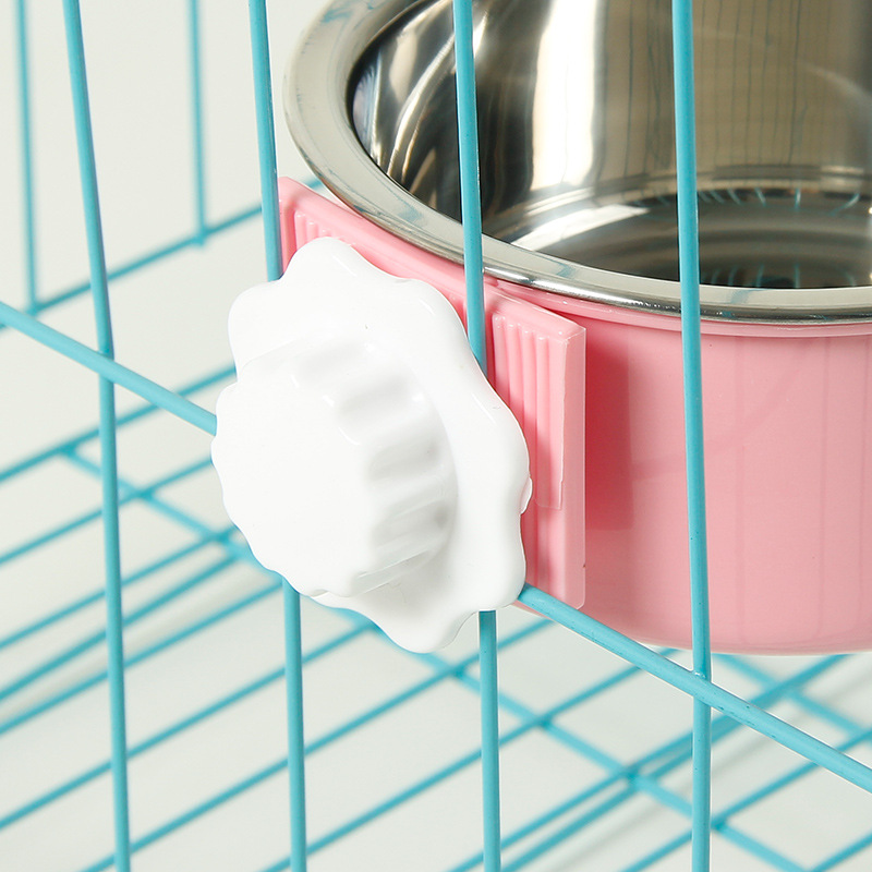 Pet Bowl Pet Hanging Single Bowl Dog Basin Dog Feeder Cat Bowl Stainless Steel Hanging Cage Dog Bowl Thickened Fixed Cat