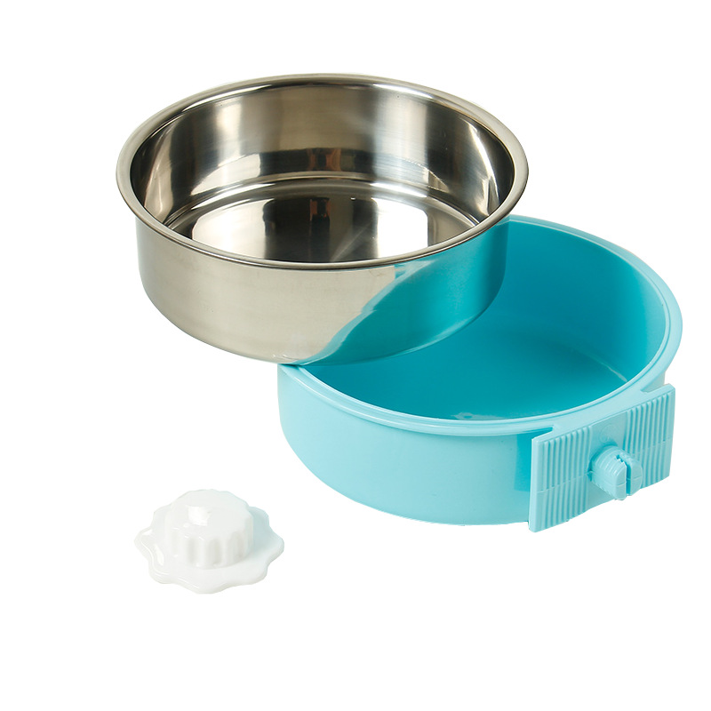 Pet Bowl Pet Hanging Single Bowl Dog Basin Dog Feeder Cat Bowl Stainless Steel Hanging Cage Dog Bowl Thickened Fixed Cat