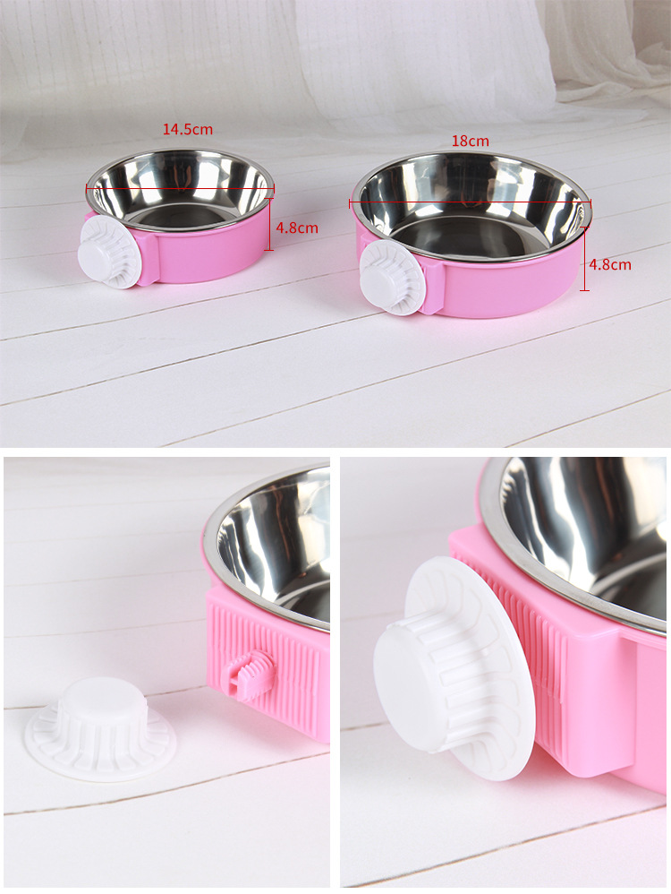 Pet Bowl Pet Hanging Single Bowl Dog Basin Dog Feeder Cat Bowl Stainless Steel Hanging Cage Dog Bowl Thickened Fixed Cat
