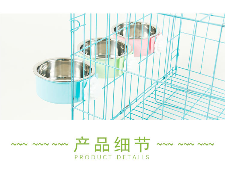Pet Bowl Pet Hanging Single Bowl Dog Basin Dog Feeder Cat Bowl Stainless Steel Hanging Cage Dog Bowl Thickened Fixed Cat