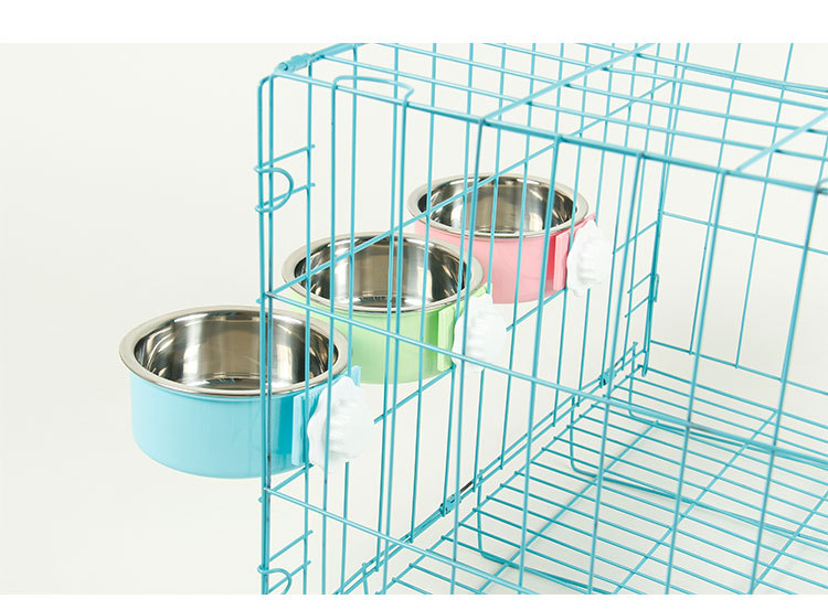 Pet Bowl Pet Hanging Single Bowl Dog Basin Dog Feeder Cat Bowl Stainless Steel Hanging Cage Dog Bowl Thickened Fixed Cat