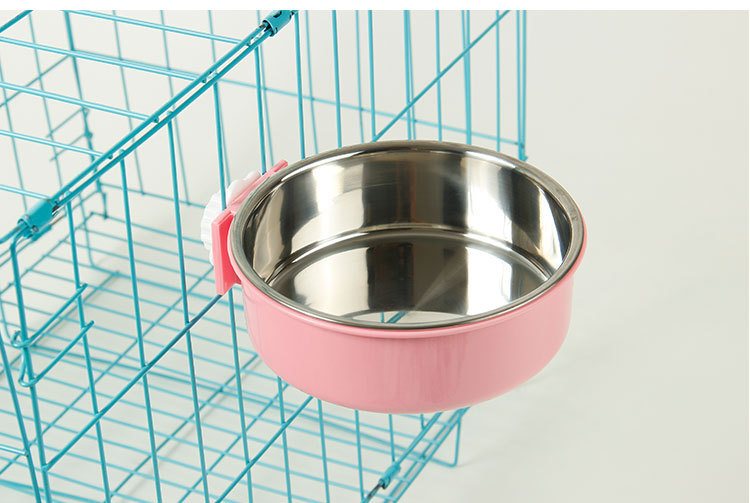 Pet Bowl Pet Hanging Single Bowl Dog Basin Dog Feeder Cat Bowl Stainless Steel Hanging Cage Dog Bowl Thickened Fixed Cat