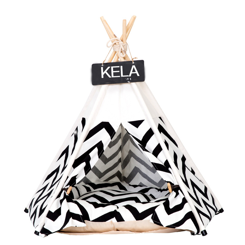 Cora Tent Factory Wholesale Black Green Stripe Pet Bed Winter Dog Bed Supplies Pet Dog Cage Cat Nest Tent