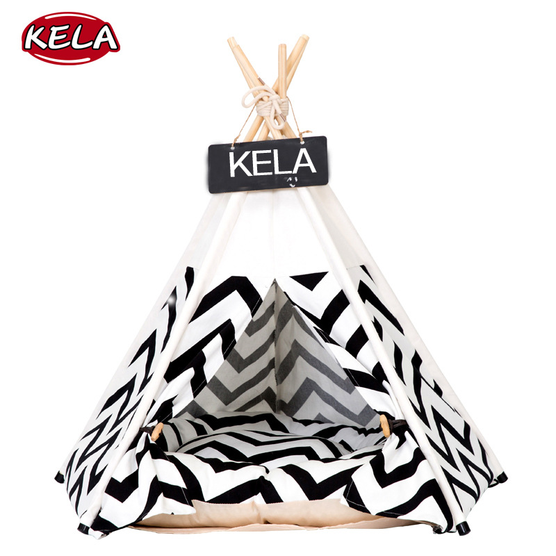 Cora Tent Factory Wholesale Black Green Stripe Pet Bed Winter Dog Bed Supplies Pet Dog Cage Cat Nest Tent