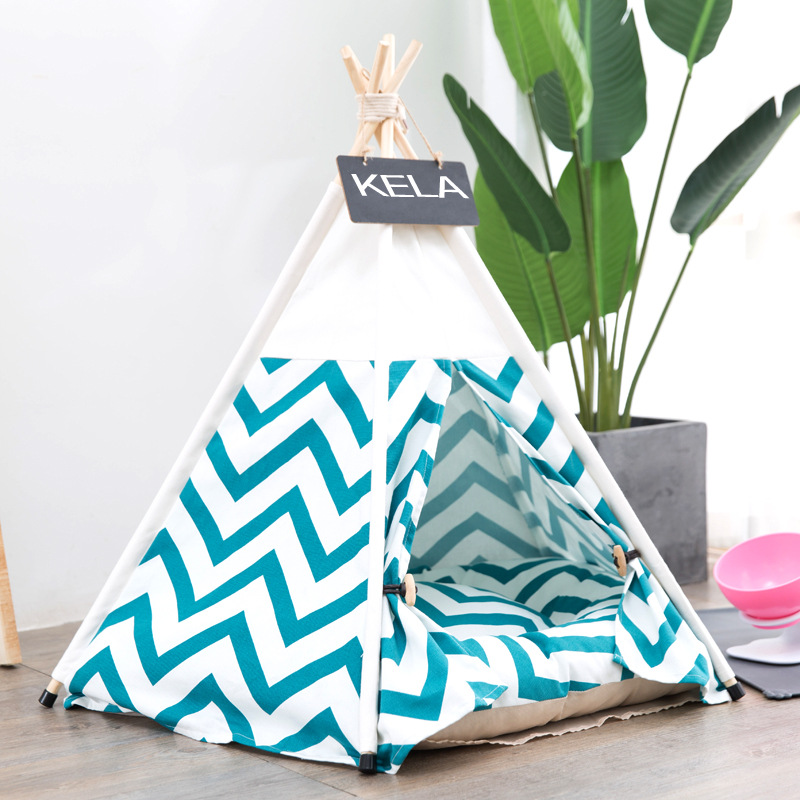Cora Tent Factory Wholesale Black Green Stripe Pet Bed Winter Dog Bed Supplies Pet Dog Cage Cat Nest Tent