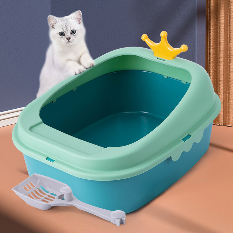 Semi-Closed Litter Box Anti-Splash Cat Toilet Cat Shovel Open Large Crown Semi-Closed Litter Box