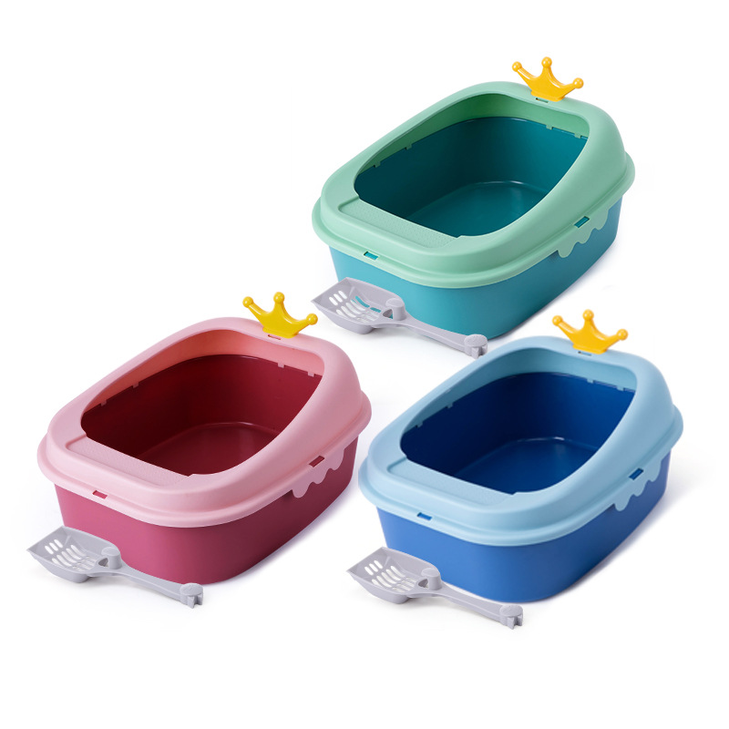 Semi-Closed Litter Box Anti-Splash Cat Toilet Cat Shovel Open Large Crown Semi-Closed Litter Box