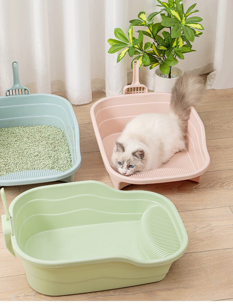 Large Semi-Closed Litter Box Cat Litter Box with Shovel plus-Sized Cat Toilet Heightening Integrated Cat Supplies Pooper Scooper Large Semi-Closed Litter Box Cat Litter Box with Shovel plus-Sized Cat Toilet Heightening Integrated Cat Supplies Pooper Scooper