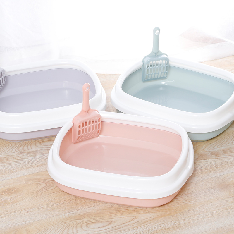Cat Litter Basin SplashProof Oval Cat Litter Basin High Edge Sand Polishing Cat Toilet Free Cat Litter Shovel