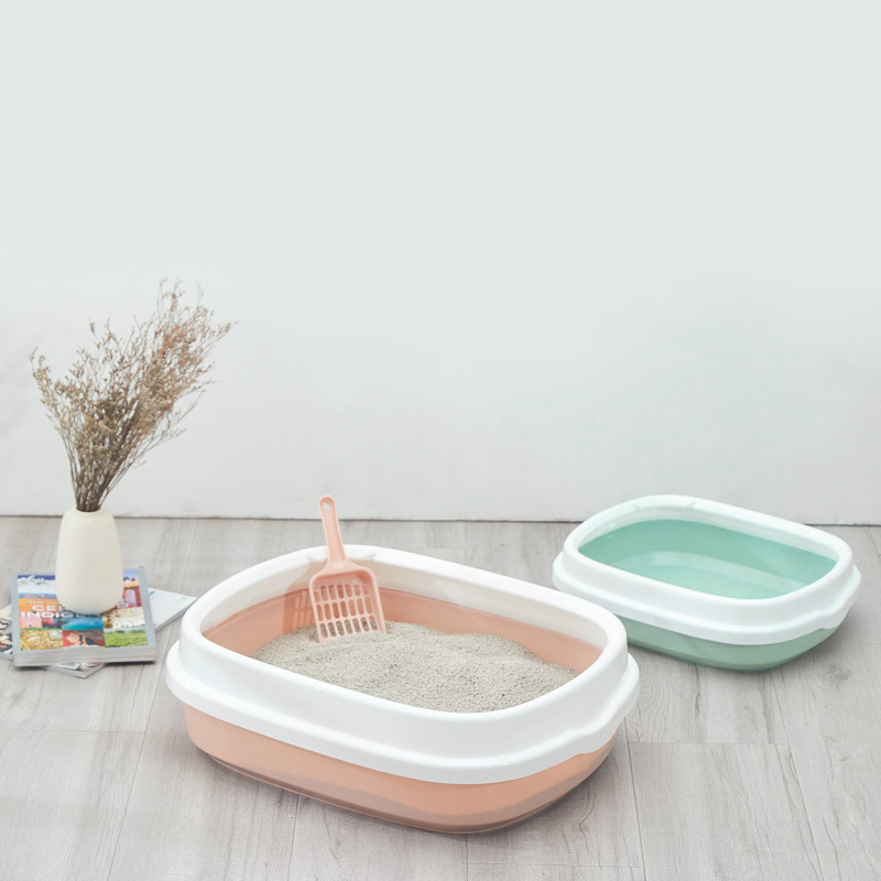 Factory Direct Sales Semi-Closed Cat Litter Box Large Split Open Cat Toilet Anti-Splash Cat Supplies for Free Cat Shovel