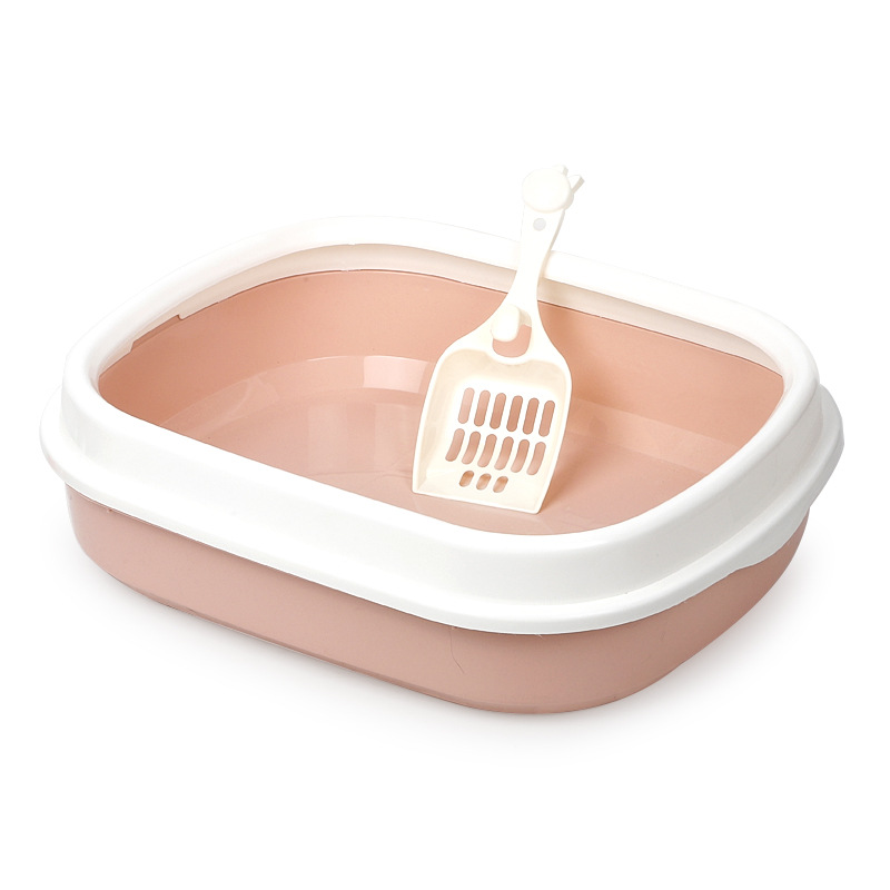 SemiClosed Cat Litter Basin SplashProof Oval Cat Litter Basin High Edge Sand Polishing Cat Litter Shovel Cat Toilet
