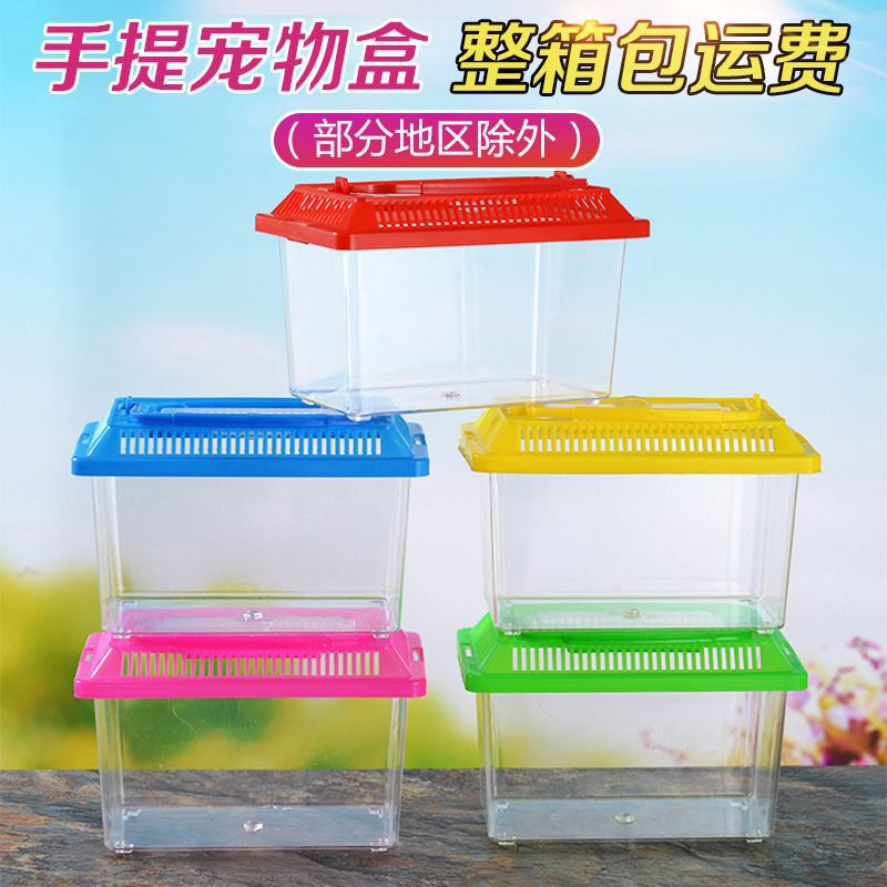 Large Medium and Small Portable Plastic Fish Globe Transparent Turtle Jar Crawler Pet Feeding and Transportation Box