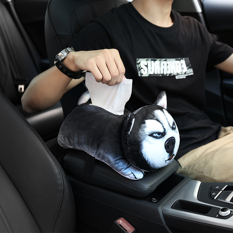 Box Cute Pet Automobile Armrest Box Cover Tissue Dispenser Hanging Car Chair Back Tissue Box Headrest Shoulder Pad