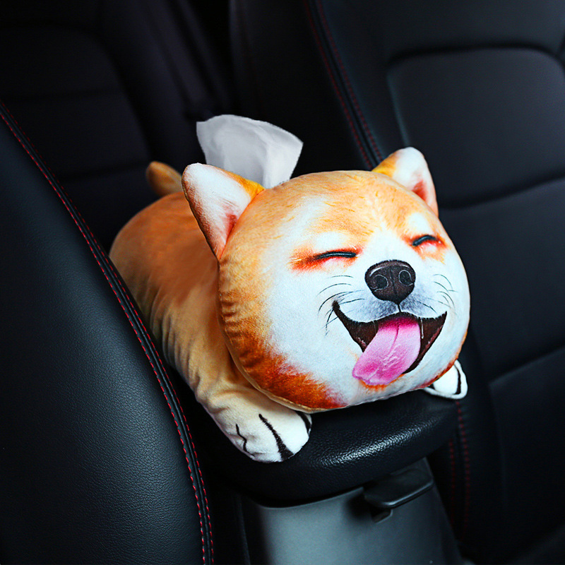 Box Cute Pet Automobile Armrest Box Cover Tissue Dispenser Hanging Car Chair Back Tissue Box Headrest Shoulder Pad