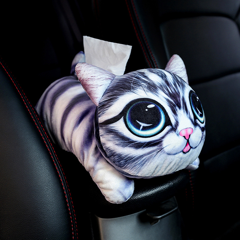 Box Cute Pet Automobile Armrest Box Cover Tissue Dispenser Hanging Car Chair Back Tissue Box Headrest Shoulder Pad