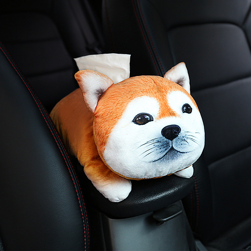 Box Cute Pet Automobile Armrest Box Cover Tissue Dispenser Hanging Car Chair Back Tissue Box Headrest Shoulder Pad