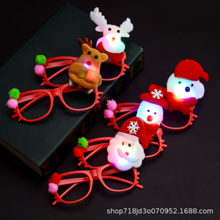 Christmas Hot Sale Glowing Christmas Glasses Christmas Decorations Cartoon Glasses Frame Small Gifts Toy Glasses