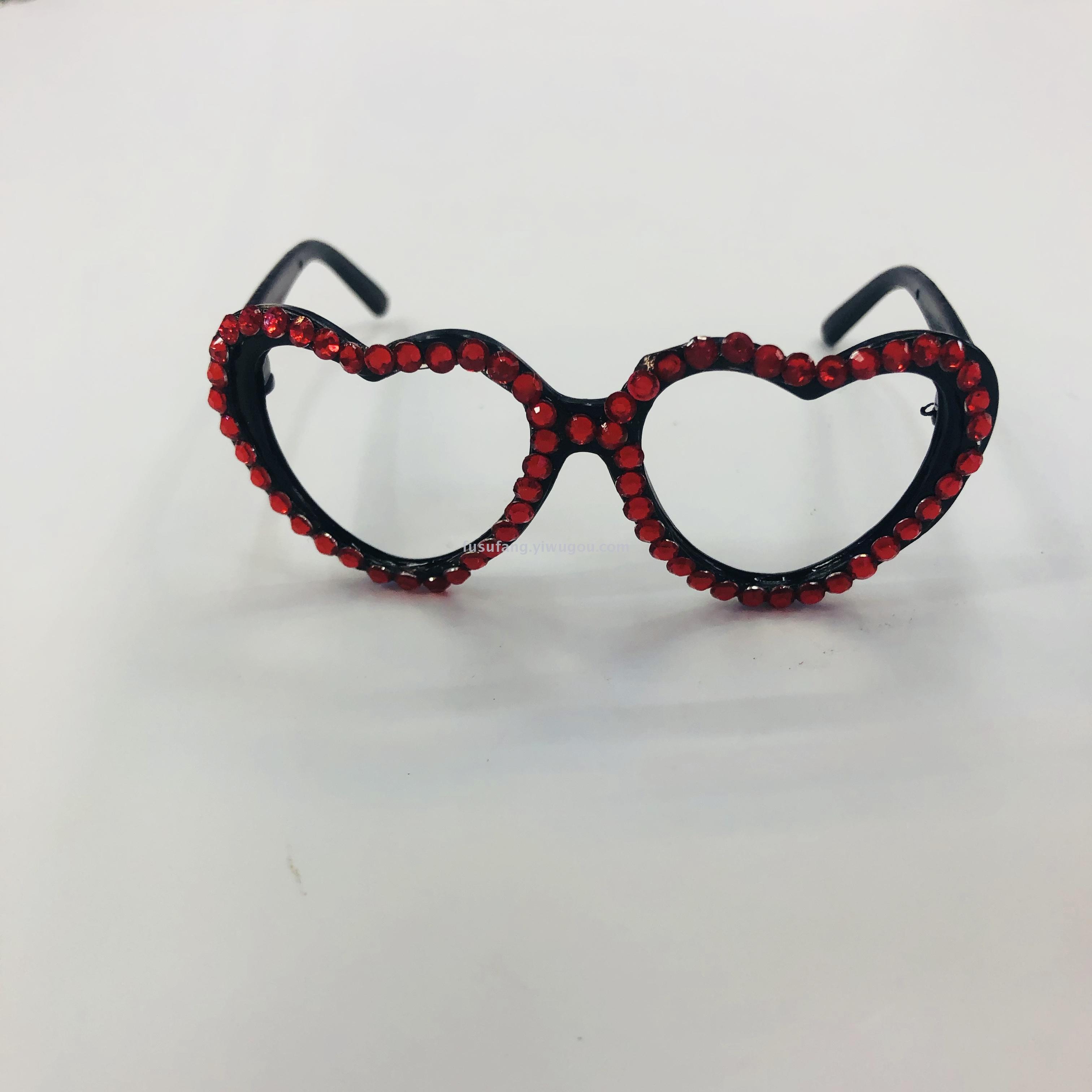Pet decoration crafts peach heart set diamond small glasses toy glasses accessories glasses 147
