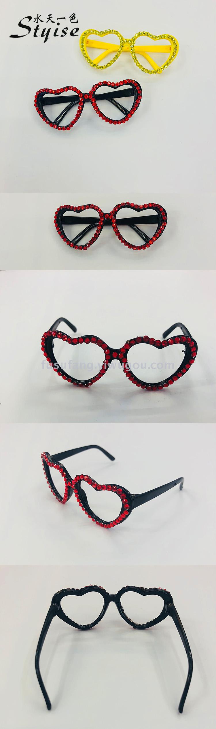 Pet decoration crafts peach heart set diamond small glasses toy glasses accessories glasses 147
